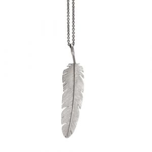 Fjäder Stor Rhodinerad Sterling Silver